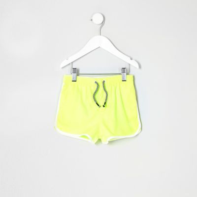 Mini boys fluro yellow runner swim shorts